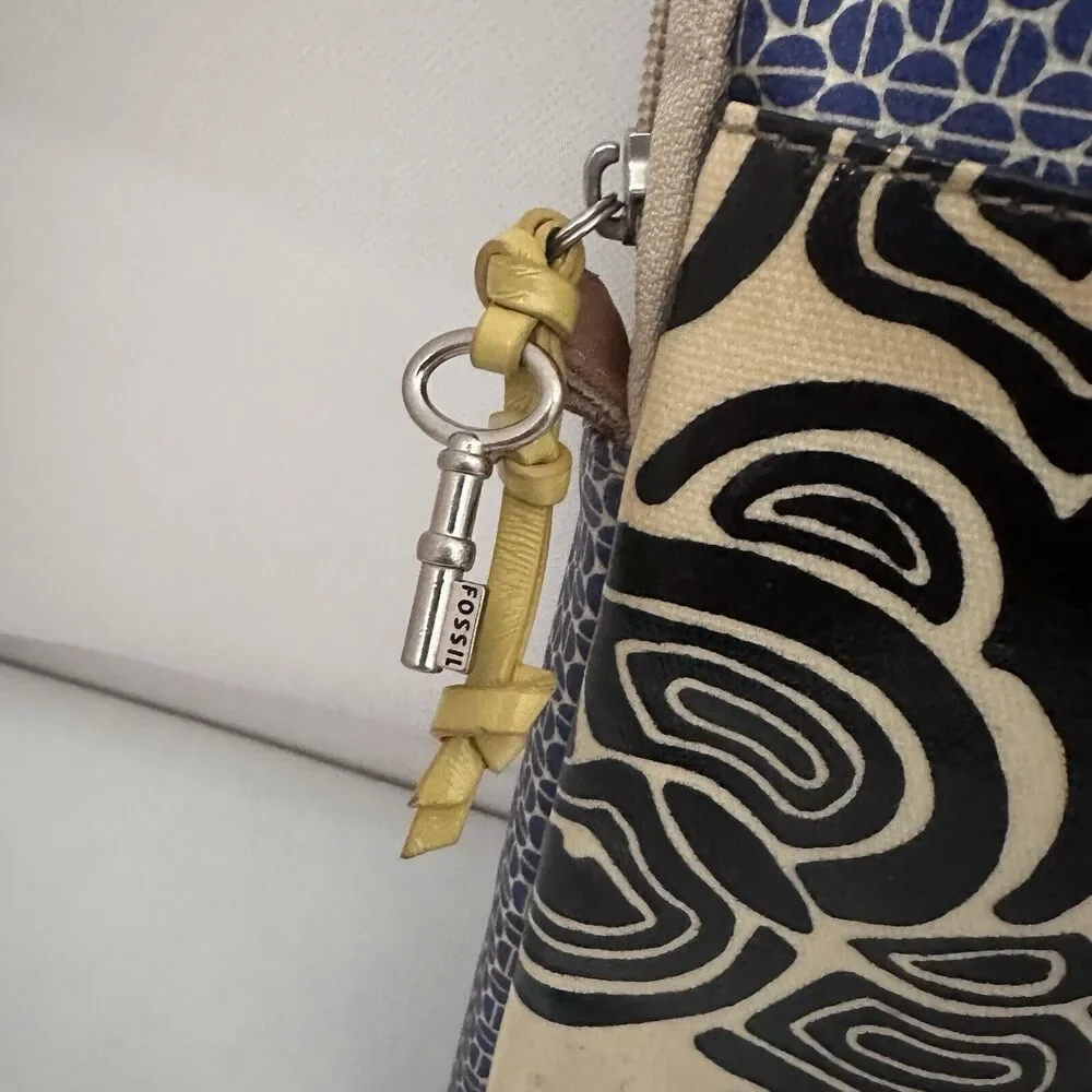Fossil Laptop Case Sleeve Bag Key Per Women's Coated Floral Canvas